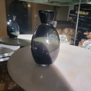 Small Vintage Hand-Blown Smoky Art Glass Vase, Mid-Century Modern Style Decor